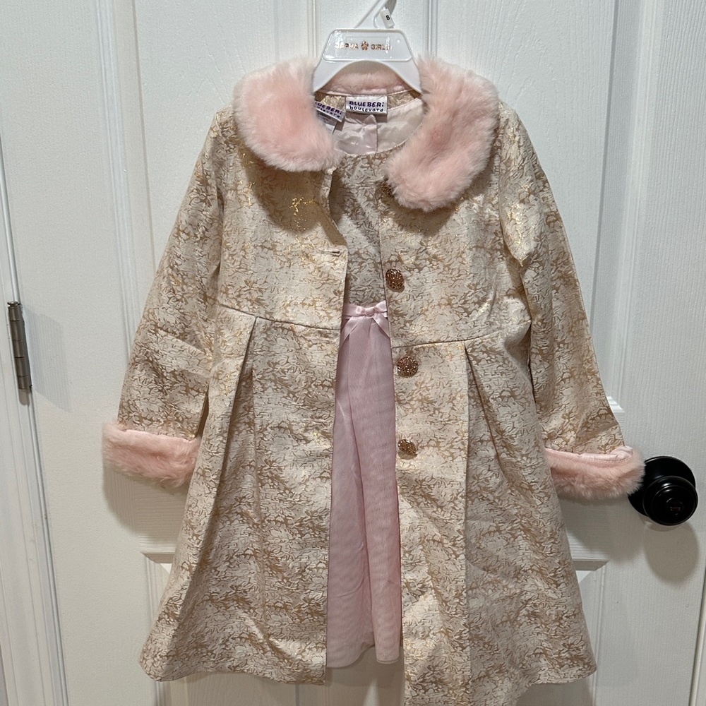Rare Editions Cream and Pink Lace Kids Cape